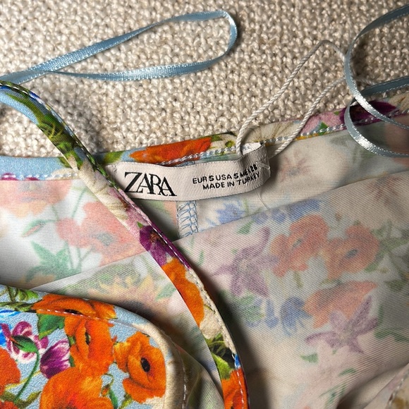 ZARA floral print One Shoulder Sleeveless romper Bodycon Adorable Tight Fit sz S - Picture 5 of 6
